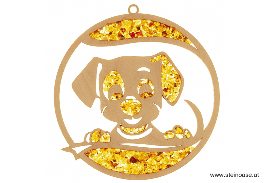 Fensterbild Suncatcher Bernstein - HUND Ø 11cm